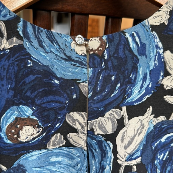 Plenty Frock! By Tracy Reese Blue & Cream Sheath Dress with Ruffle hem - Small - Picture 4 of 7